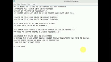 Pes 18 api ms crt.dll and 0x000007b fix Windows 8.1