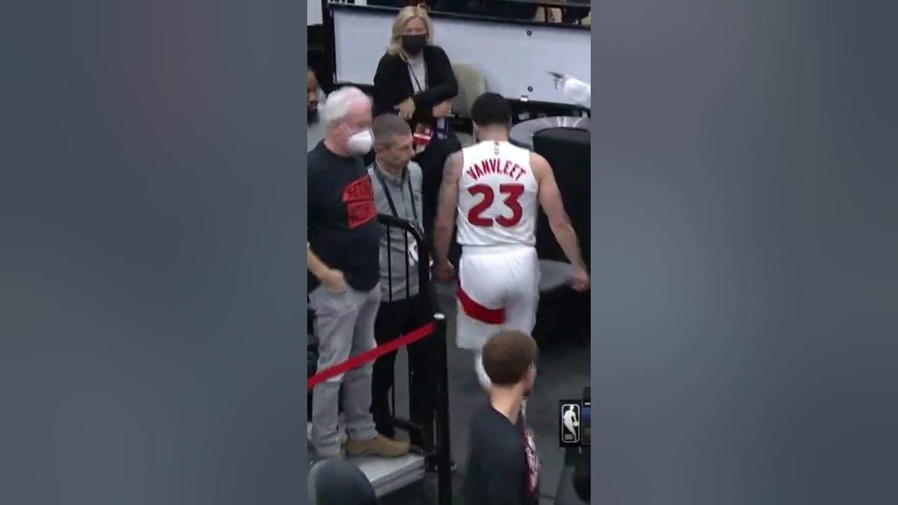 Toronto Raptors guard Fred VanVleet rips his jersey in frustration