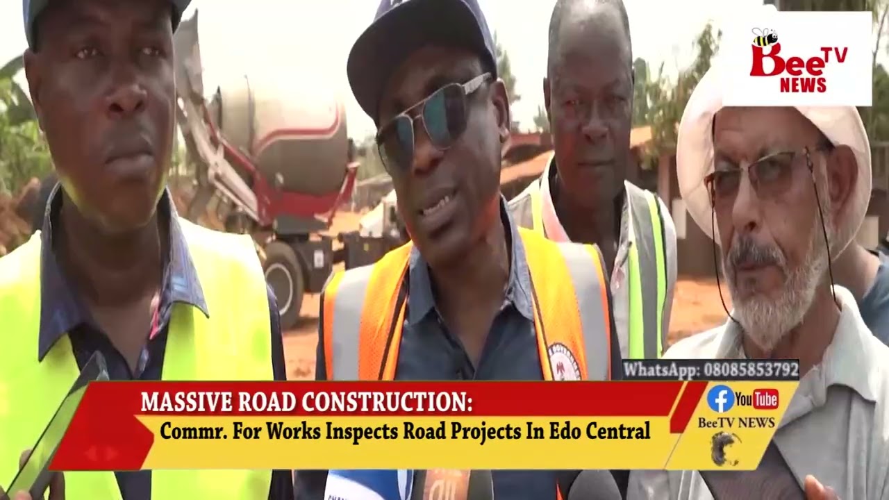 Комиссар по строительным работам инспектирует дорожные проекты в центральной части штата Эдо.