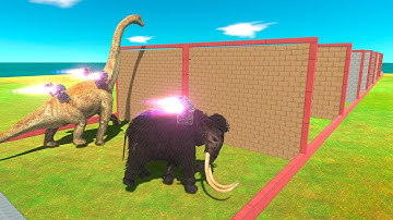 Animals vs Dinosaurs Race Through Blocks with Jet Engines - Animal Revolt Battle Simulator
