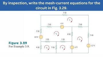 Example 3.9 | Write the mesh-current equations for the circuit in Fig. 3.29 | FEC 4th Edition