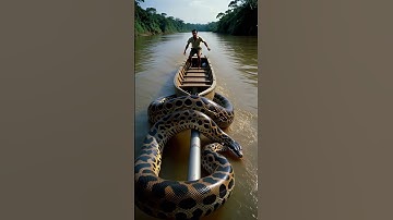 giant python climbs onto the boat