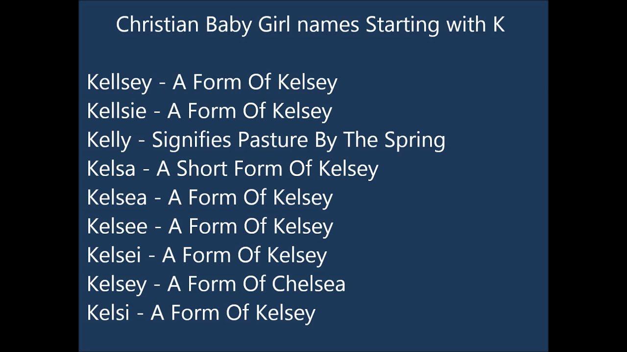 Christian Baby Girl Names K YouTube