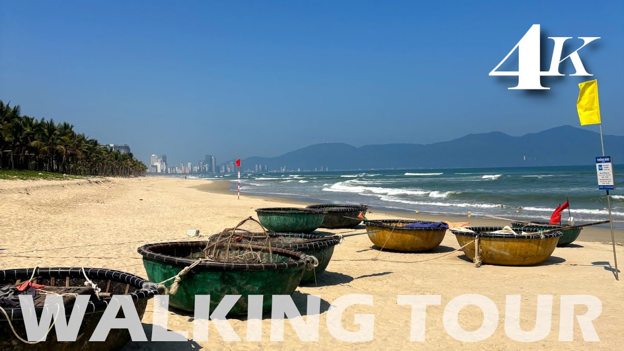 Silent 6km Beach Walk: Abandoned Resorts to Iconic Da Nang Sign | No Talking 4K ASMR