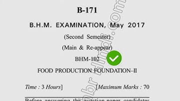 2017 Dcrust BHM 2nd Sem Food Production Foundation Question Paper