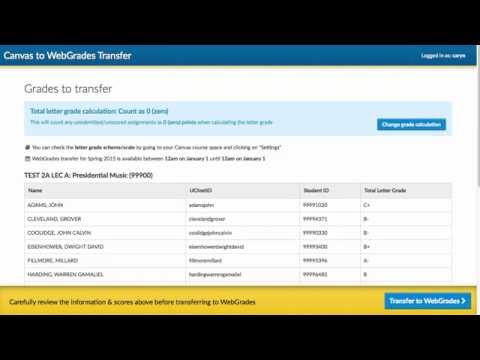 Canvas to WebGrades Transfer Demonstration