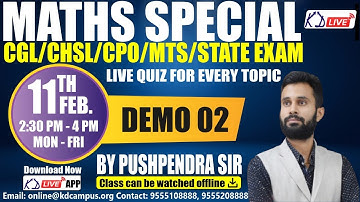 PROFIT & LOSS | CGL/CHSL/UP SI/GD/DSSSB || MATHS SPECIAL || PRE+MAINS || DEMO 02 | BY PUSHPENDRA SIR