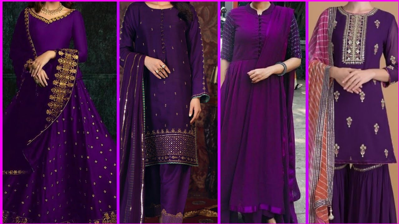 purple colour frock suit