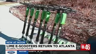 Lime e-scooters return to Atlanta