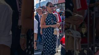 Alexandra Leclerc arrives in style in the Monza Paddock with Charles