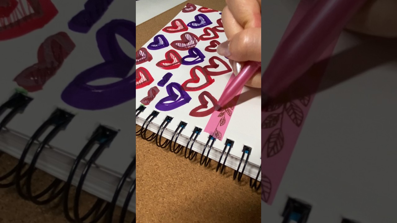 CUTE AND EASY HEART DOODLES | SATISFYING ASMR MARKER SOUNDS ❤️💜