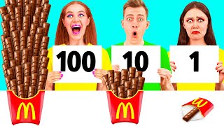 Tantangan 100 Lapis Makanan | Peretasan Makanan Yang Fantastis KiKi Challenge