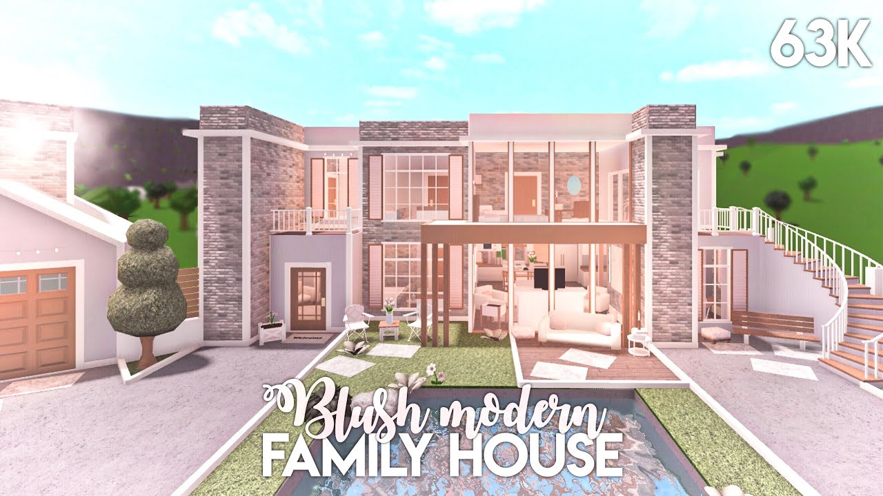 Blush Modern Family House | Bloxburg Build - YouTube