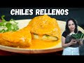 How to make CHILES RELLENOS with OAXACA CHEESE in TOMATO SAUCE | STUFFED POBLANO peppers with cheese