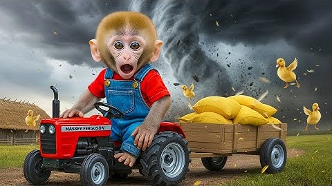 Monkey Nana’s Angry Tractor Ride Defends Him Crops from Duckling Trouble  🚜 Monkey Farm Work