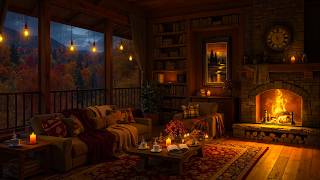🌙 Midnight Jazz Melodies | Cozy Cottage in the Autumn Forest with Soft Jazz, Rain & Fireplace Sounds screenshot 1