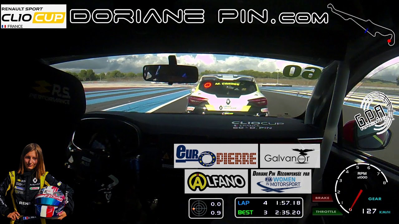 Doriane Pin 16ans gagne en Clio Cup Jr au Paul Ricard 2020 , Baston en caméra embarquée On Board !