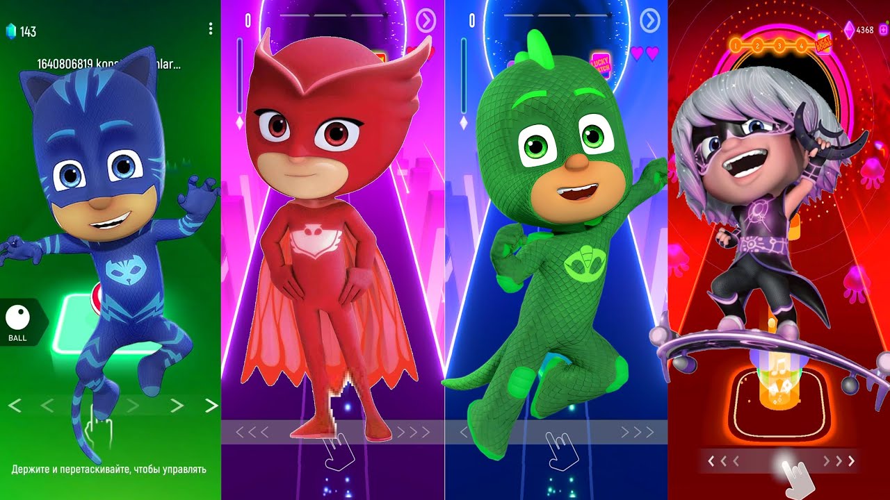 Tiles Hop Rhythm Battle 🎵 Cat Boy vs Owl Girl vs Gekko vs Night Ninja | Tiles Hop EDM Rush!