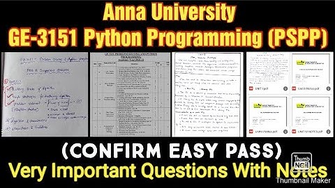 GE 3151 Important Questions | Python Programming | PPSP subject | Anna University latest news |Notes