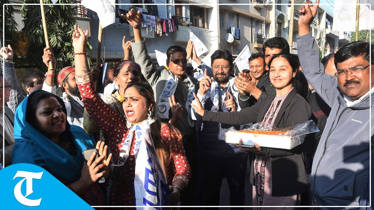Chandigarh: AAP workers celebrate party victory in Delhi MC polls at ...