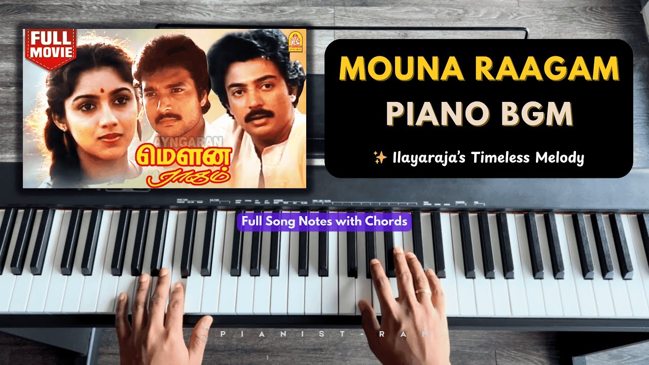 Mouna Raagam BGM on Piano 🎹 | Full Tutorial + Chords