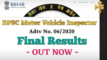 BPSC Motor Vehicle Inspector Result OUT with Cut Off Marks (Adtv No. 06/2020)
