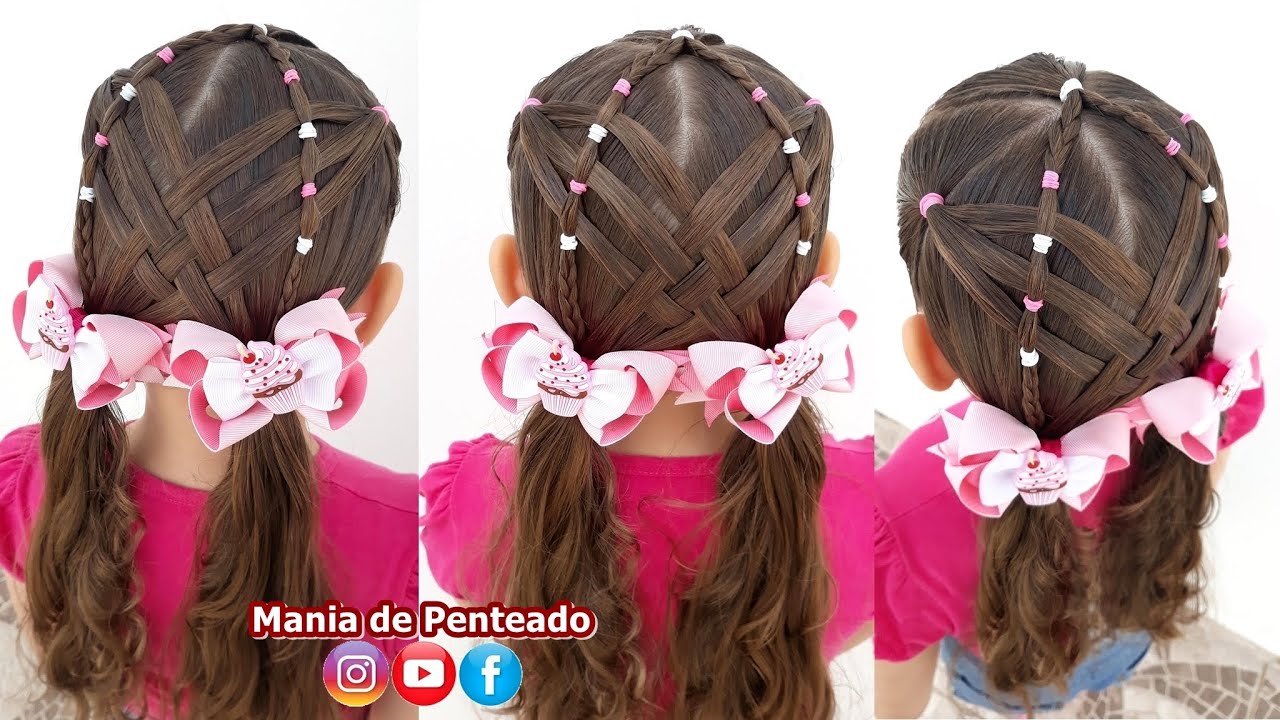 Penteado Infantil com Ligas e Maria Chiquinha | Two Ponytails Hairstyle with Rubber Bands for Girls