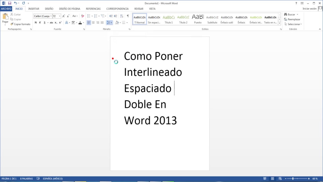 Espaciado Doble En Word Como Poner Interlineado Espaciado Doble En Word 2013 - YouTube
