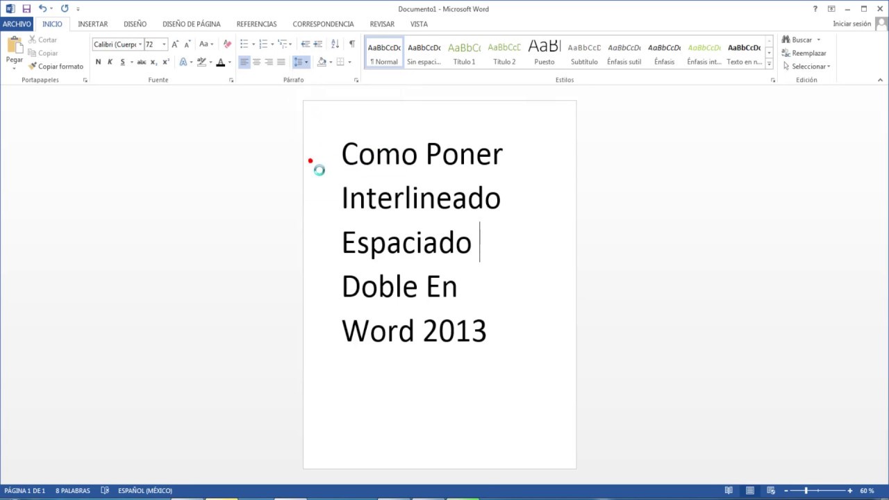 Doble Espaciado En Word Como Poner Interlineado Espaciado Doble En Word 2013 - YouTube