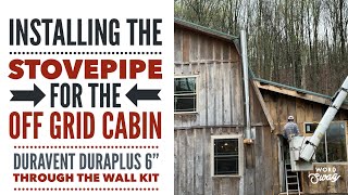 🔥Cozy Cabin Wood Stove gets a Chimney Pipe. Duravent Through the Wall Kit #woodstove