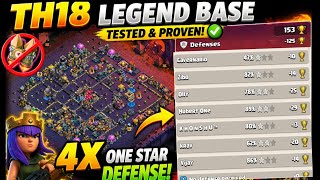 4X 1-STAR DEFENSE! 😱 | TH18 Tested Legend Base | Best Anti 3 Star Layout | Anti Thrower &amp; DragonDuke