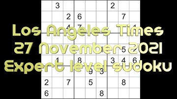 Sudoku solution – Los Angeles Times sudoku 27 November 2021 Expert level