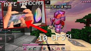 10 Cps On Mobile? Hive Skywars Solos Mcpe Handcam
