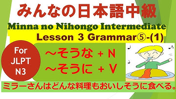 Minna no Nihongo Intermediate Lesson 3 Grammar ⑤-(1)  for JLPT N3 || ～そうなN／～そうにV
