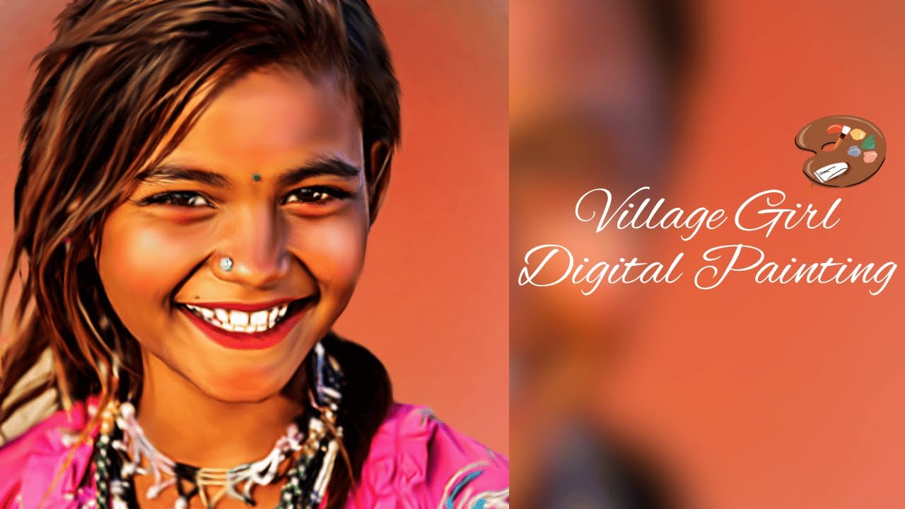 🎨Realistic Village Girl Digital Painting | Step by Step Art Process | Digital Painting Magic ✨