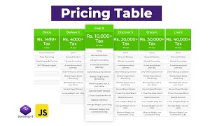 Responsive Pricing Table Design Using HTML | CSS | JQUERY