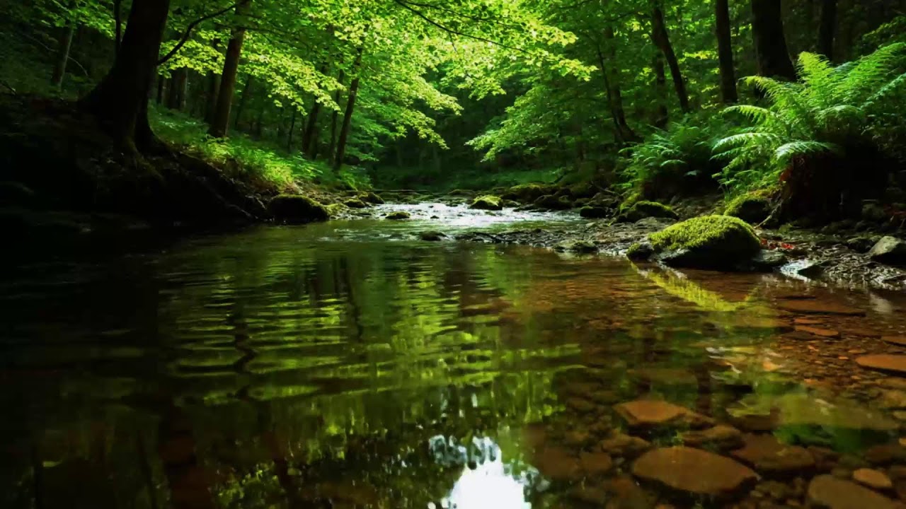 Forest Ambience Birds Singing Beautiful Stream Sounds for Peaceful Sleep, Rest, Focus Study,Medicine