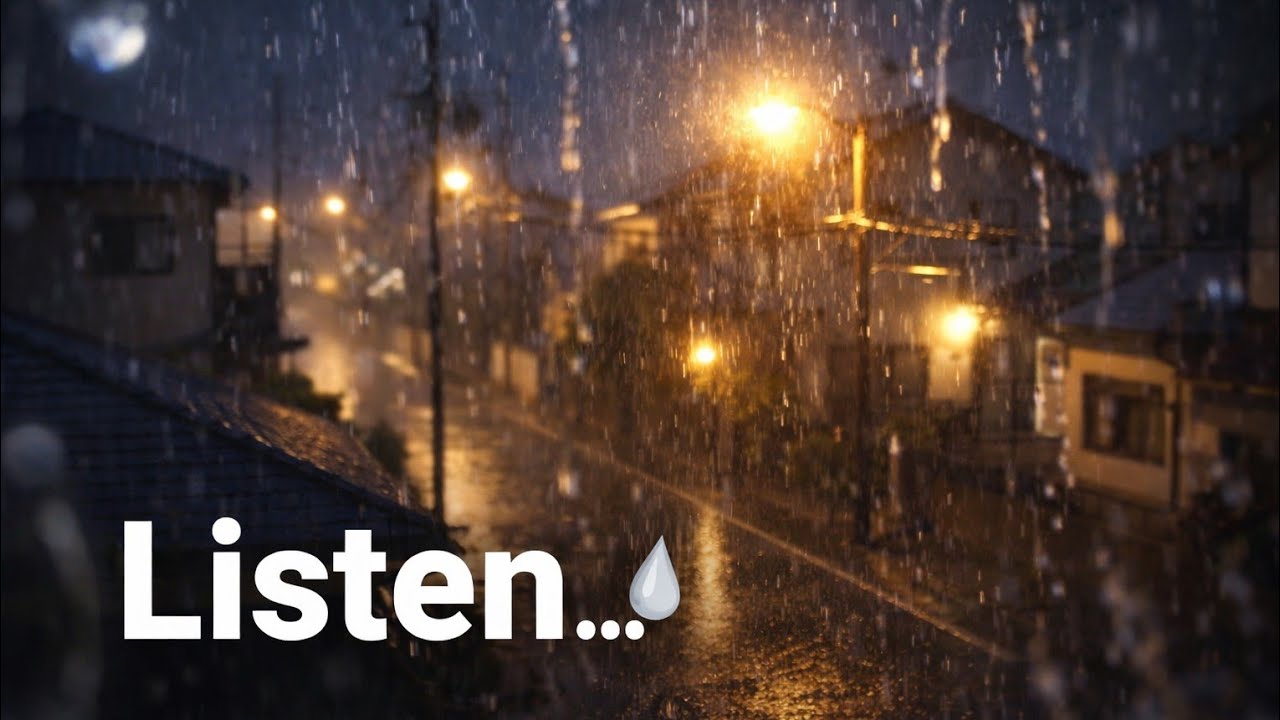 Rainy Night in a Quiet Village Street 🌧️ | 1 Hour Relaxing Rain Sounds for Sleep & Study