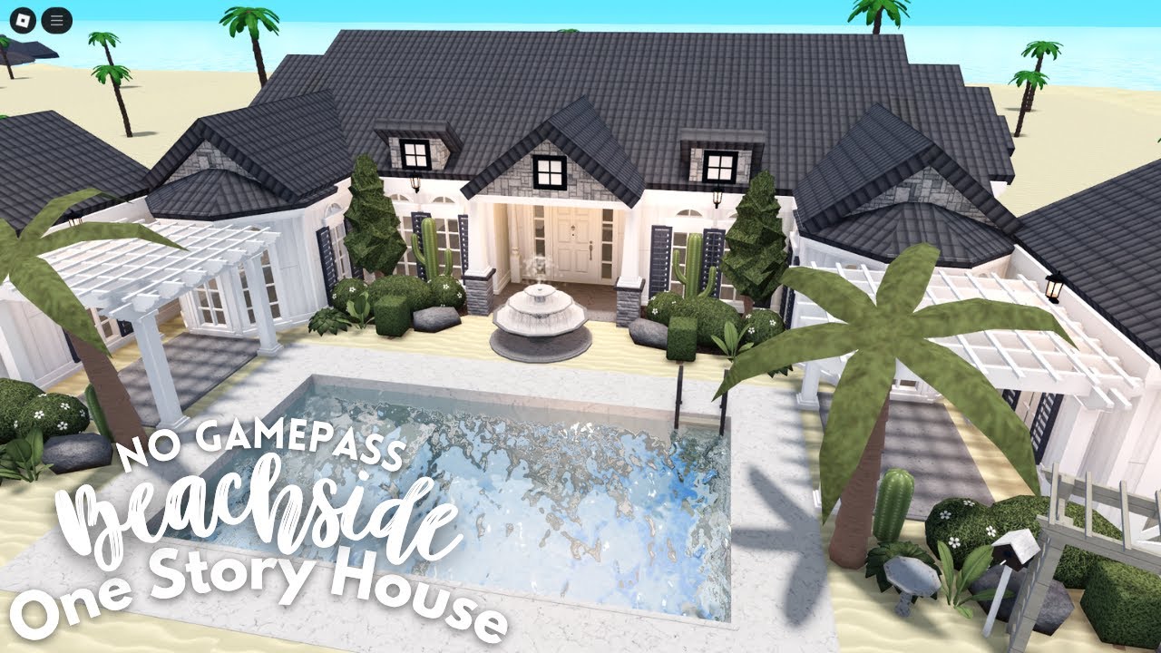 [ bloxburg ] 🤍 no gamepass big one story beachside house ꒰ exterior build ꒱