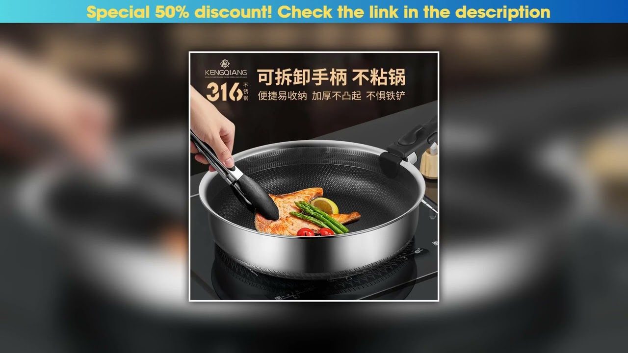 Exclusive Detachable Handle 316 Stainless Steel Flat Bottomed Pan Outdoor Portable Non Stick Frying