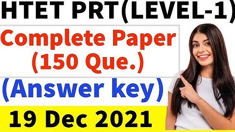 HTET 2021 PRT(LEVEL 1) Answer Key | Complete paper solution | Primary teacher HTET exam answer key