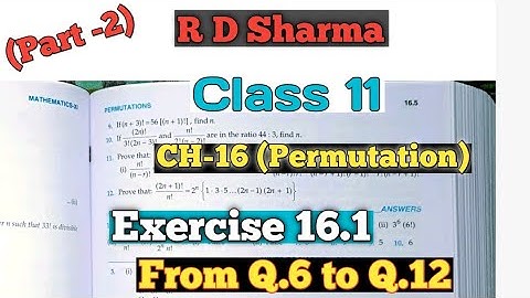 RD Sharma Class 11 Ex. 16.1 Solutions Chapter 16 ( Permutation )|From Q.6 to Q.12 |part-2