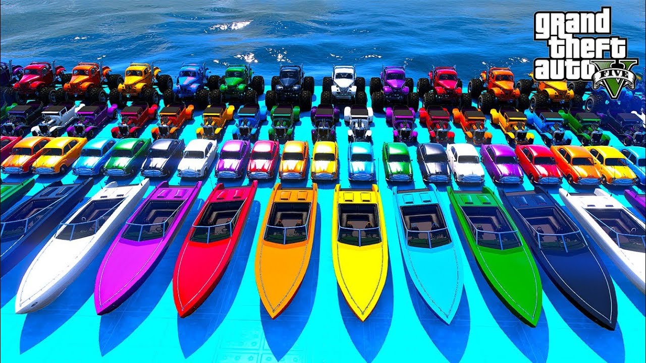 GTA V New Super Epic Mega Ramp Challenge with Heroes and High Speed Sports Cars Action 