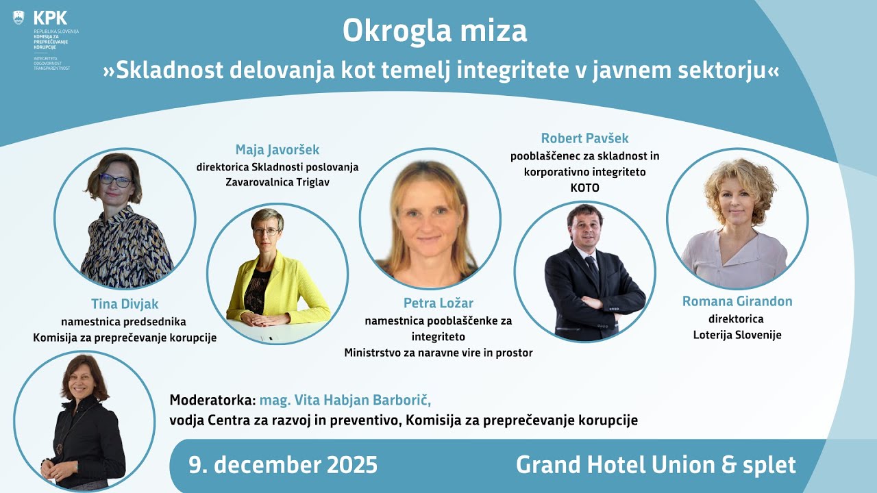 Okrogla miza TPK 2025 »Skladnost delovanja kot temelj integritete v javnem sektorju«