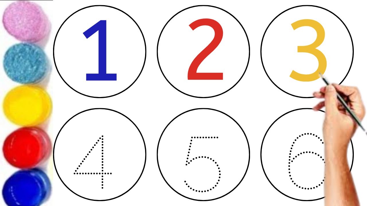 Learn 123456,one two three four, kids class, colors 