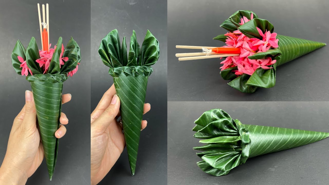 กรวยใบตอง แบบที่ 4 | กรวยดอกไม้ไหว้ครู