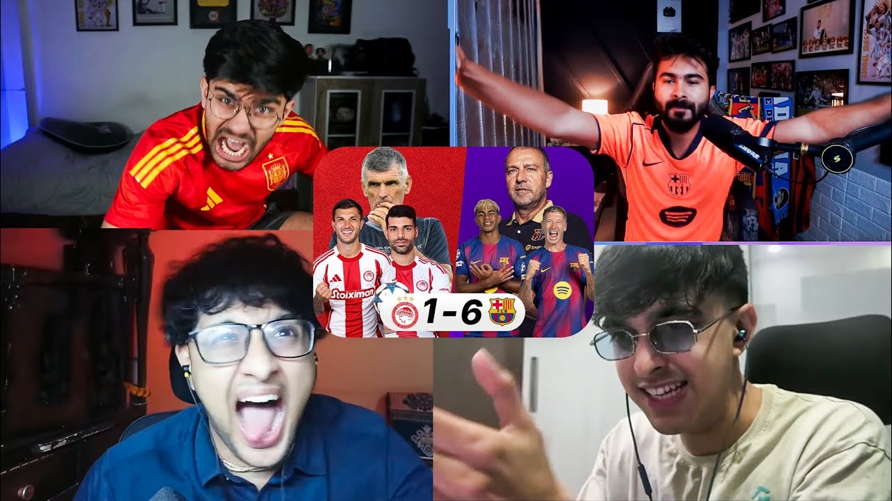 Crazy Barca And Madrid Fan Reaction As  Barcelona Thrash Olympiacos 6-1