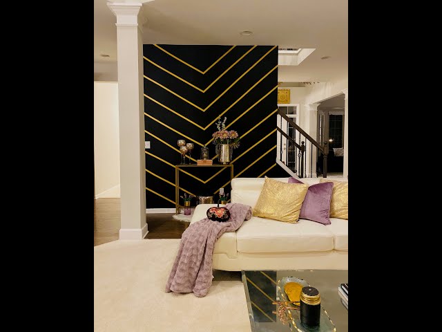 Black and gold accent wall DIY 