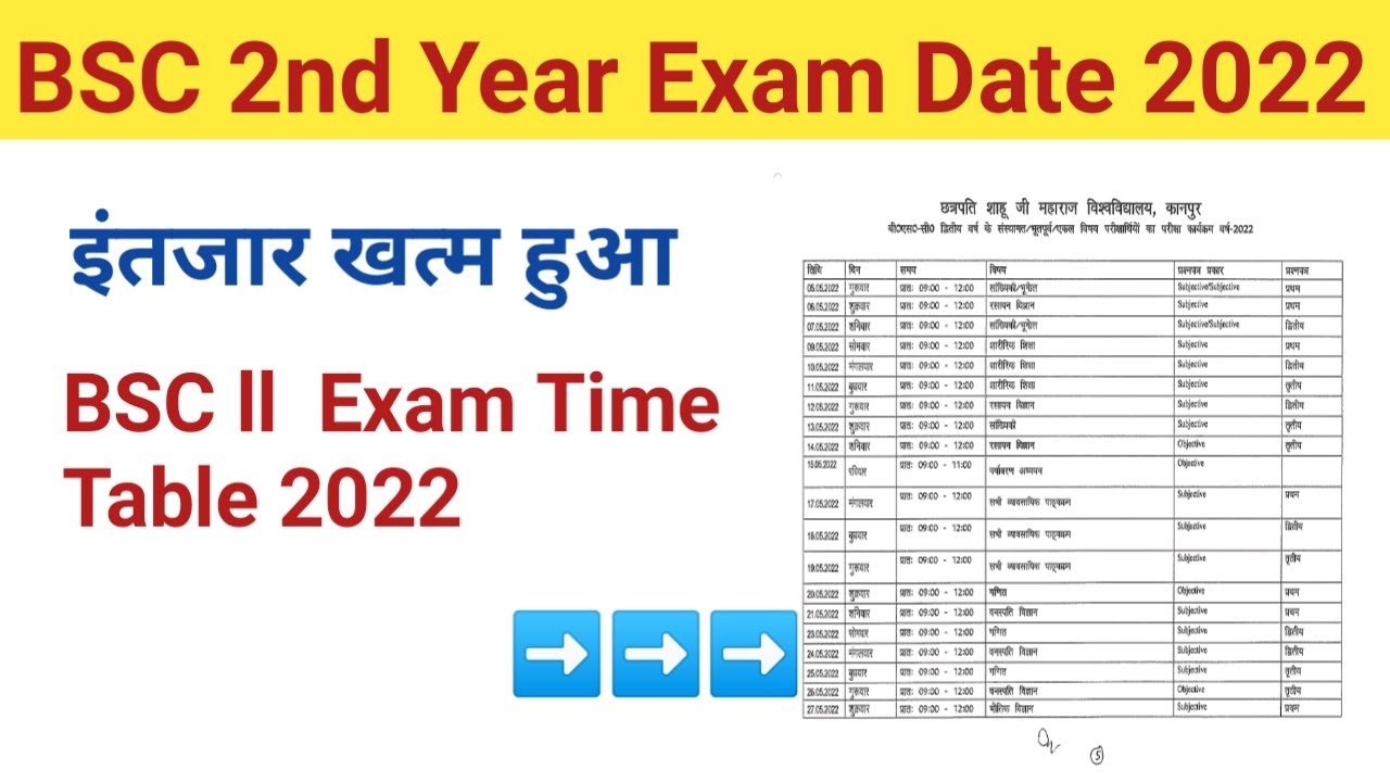 BSC 2nd Year Exam Date 2022 || bsc 2nd year exam date 2022 kanpur university