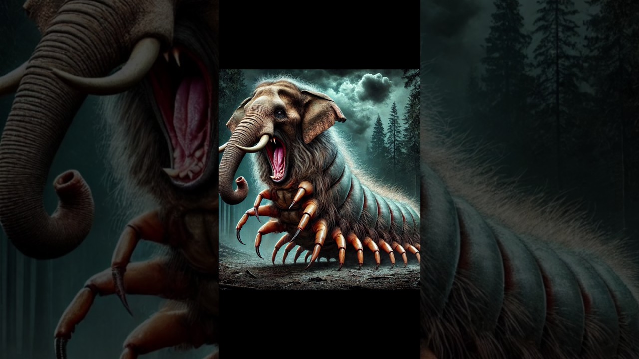 Elephant fusion with insects ( hybrid animals ai shorts spider centipede beetle scorpion )